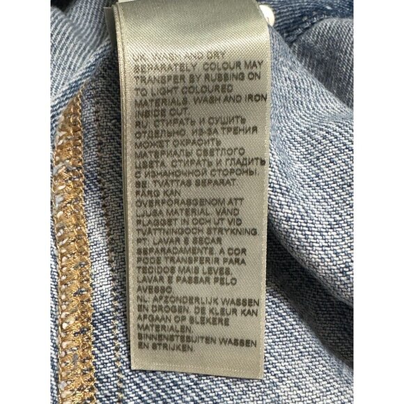 7 For All Mankind Sz M Dress Denim Collared Mini Shirtdress Blue Boho Classic - Picture 7 of 10